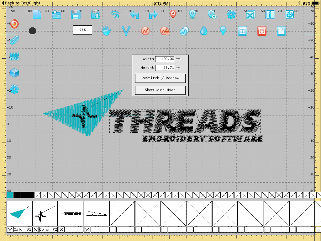 option dashboard threadses embroidery machine