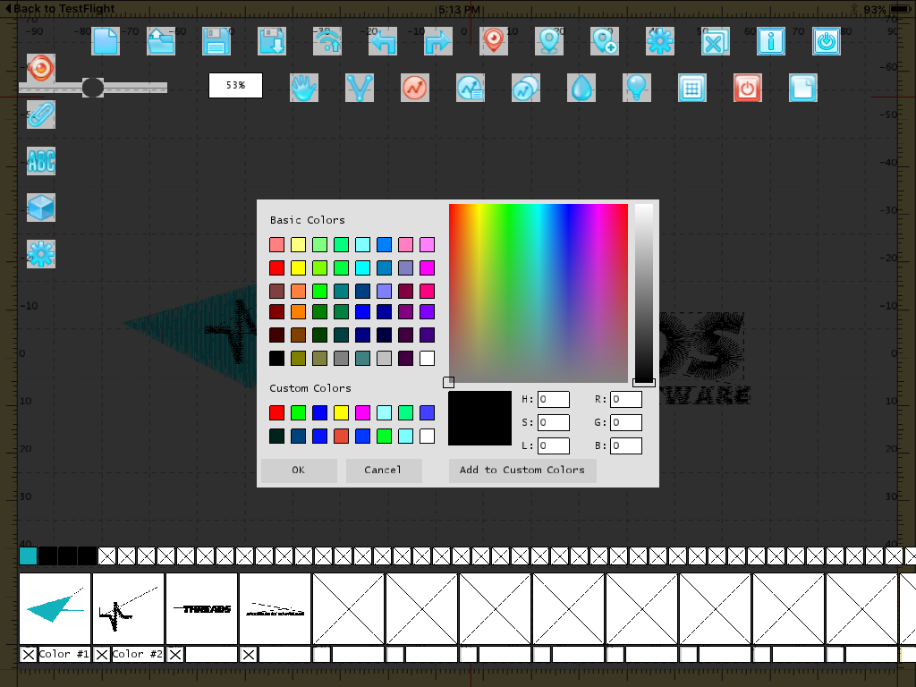 threadses embroidery machine color