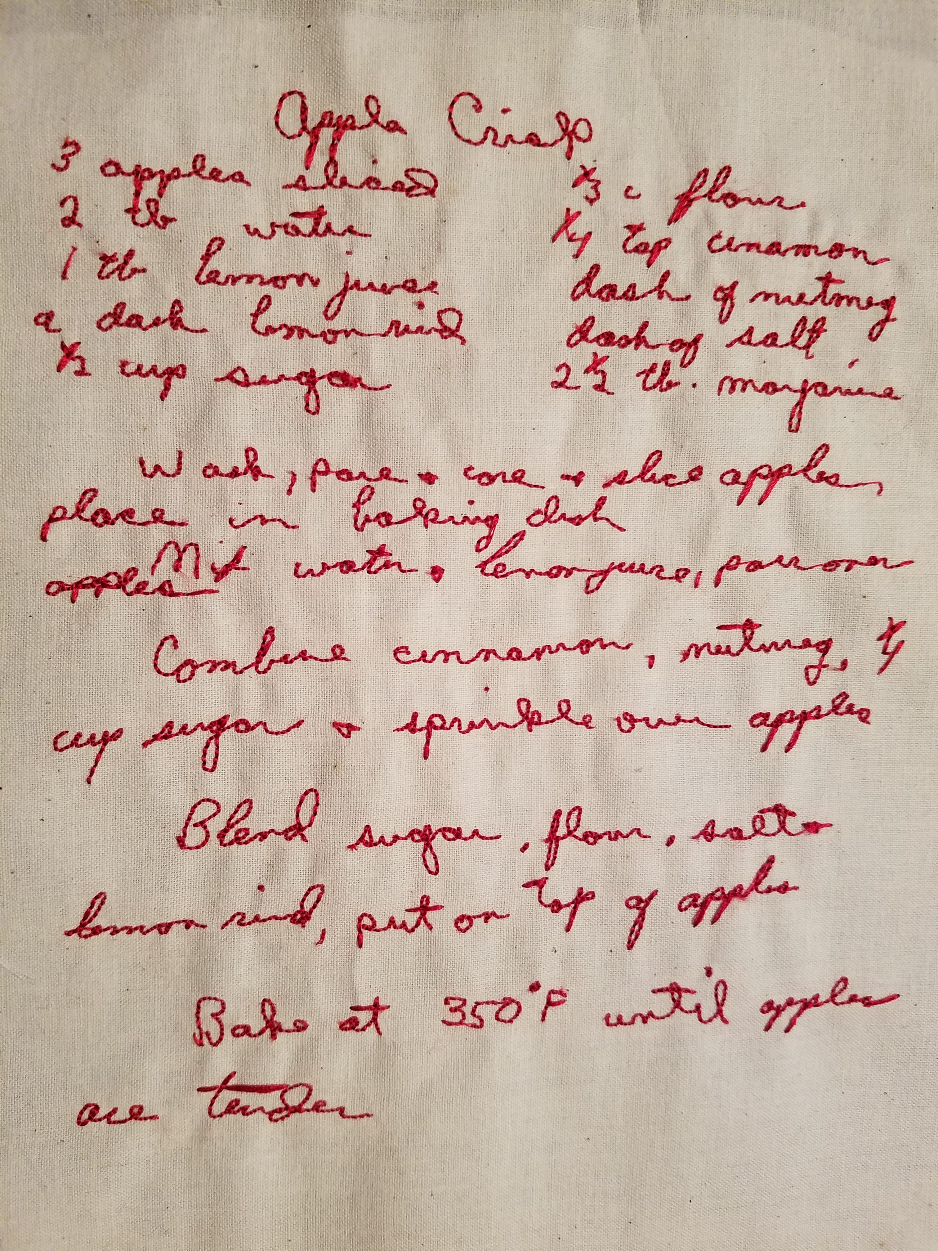 Recipe Embroidery